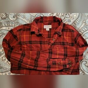 Carhartt Women's Red and Black Plaid Flannel Shirt